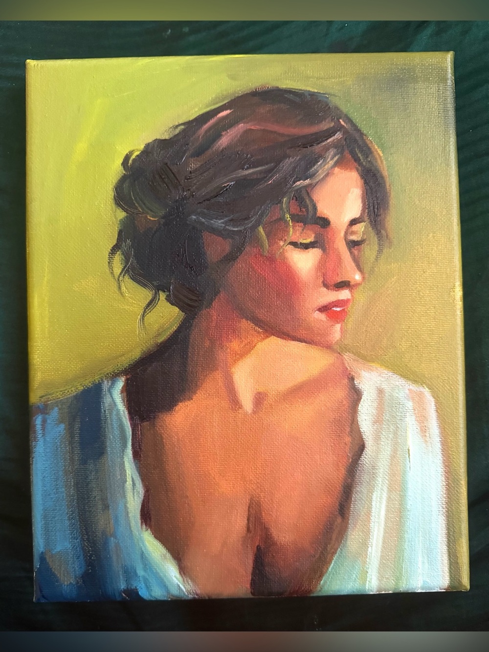 Quiet Moment — Original Oil Painting, Female Portrait, 8×10